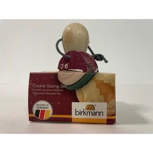 Birkmann Cookie Stamp Set of 3 Christmas Designs Wood Handle‎